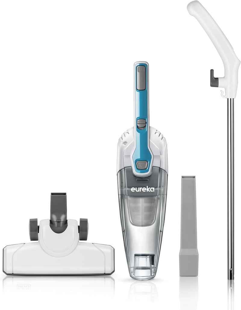 EUREKA مكنسة كهربائية عمودية بسلك لتنظيف شعر الحيوانات الأليفة في المنزل، مكنسة عمودية خفيفة الوزن مع شفط قوي للسجاد والبلاط والأرضيات الصلبة، أزرق مائي، 3 في 1 مكنسة يدوية NES100 - Image 2